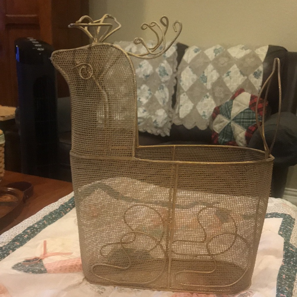 Basket Mesh Reindeer Basket Christmas Card Holder